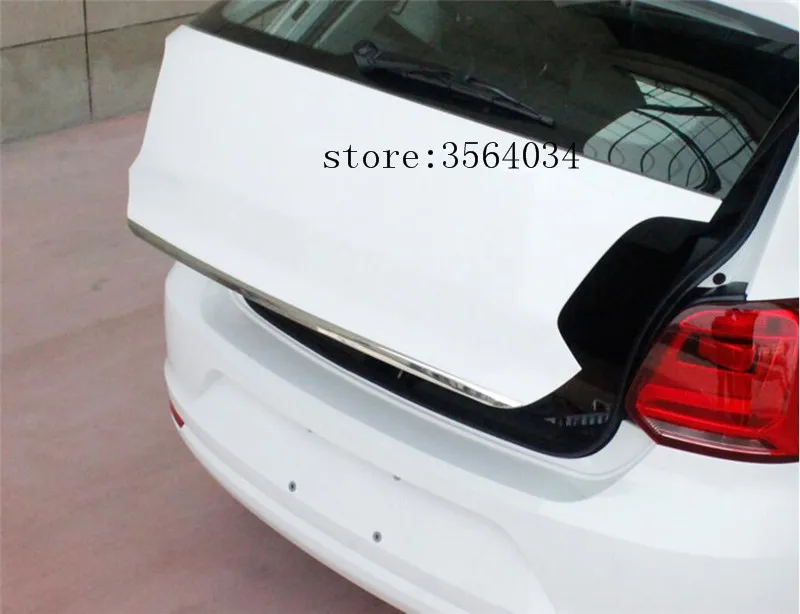 For VW POLO hatchback 2011- Chrome Rear Trunk Door Cover Tail Gate Trim Back Boot Hatch Garnish Moulding Styling Sticker