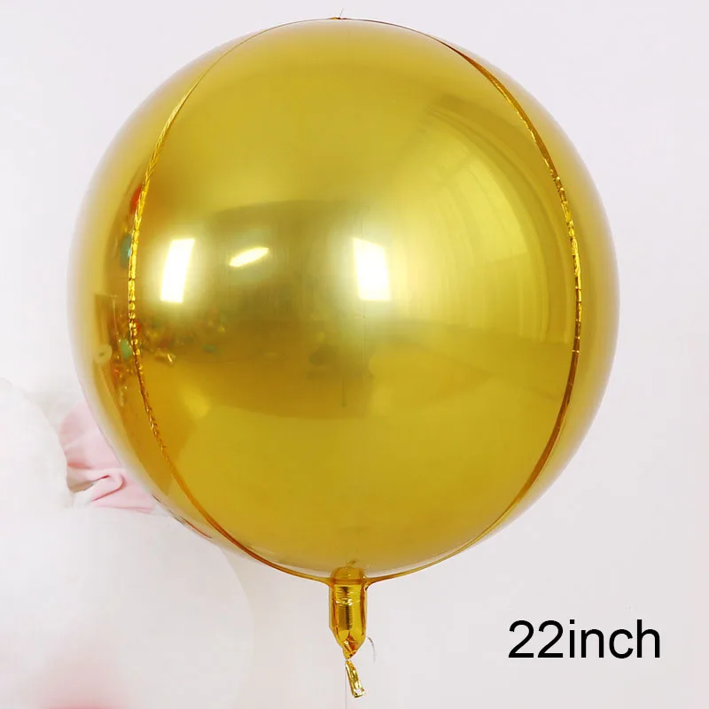Gold 1 шт. розовое золото 4D 22 дюймов круглые шары из алюминиевой фольги градиентный цвет металлические шары для свадьбы и дня рождения Детские вечерние украшения - Цвет: Gold