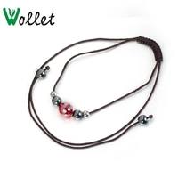 wollet jewelry hematite choker necklace pendant for women men 2 acrylic stainless steel stone adjustable healthy energy