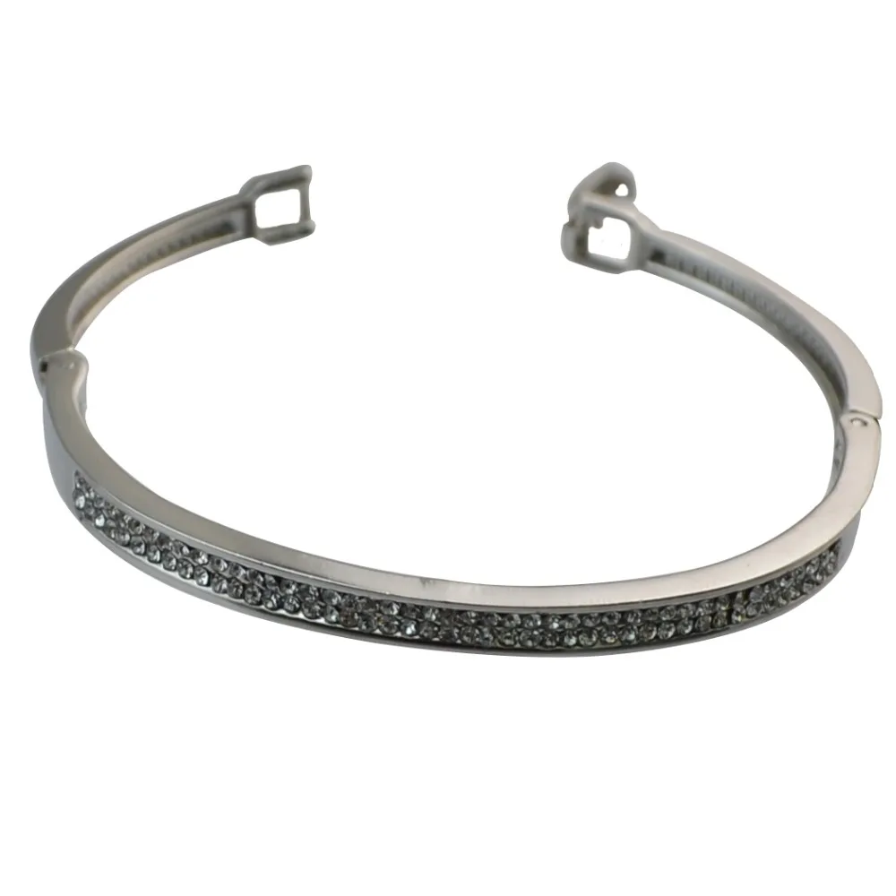 Модный Лук Большой Кристалл Стразы Золотой Браслет манжета браслет с часами