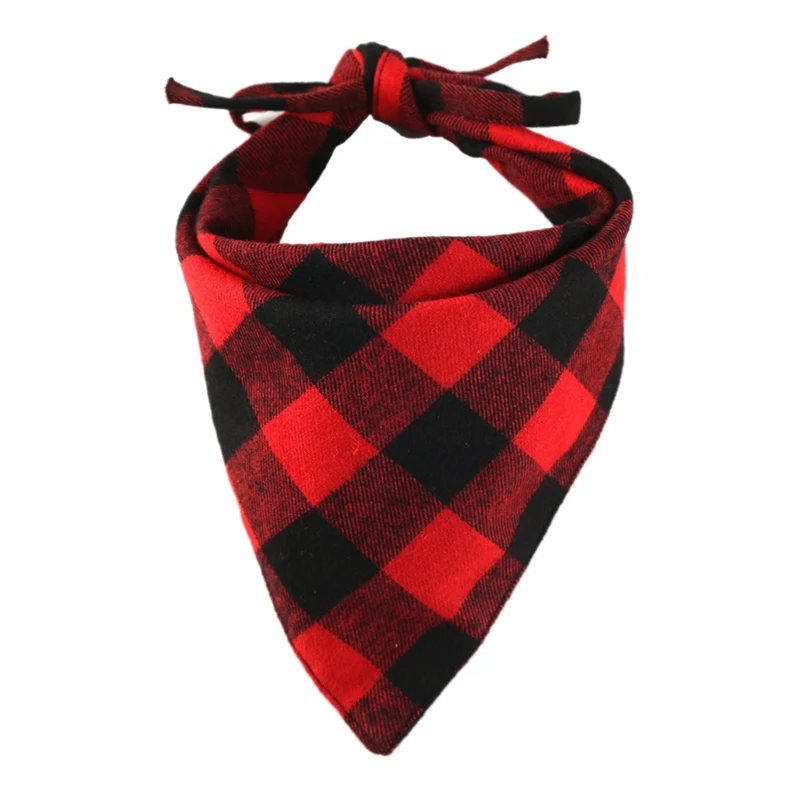 Red Black Хлопок двойной утолщение удобный желтый синий красный черный белый черный синий плед ПЭТ бандана слюнявчик для собаки - Цвет: Red Black