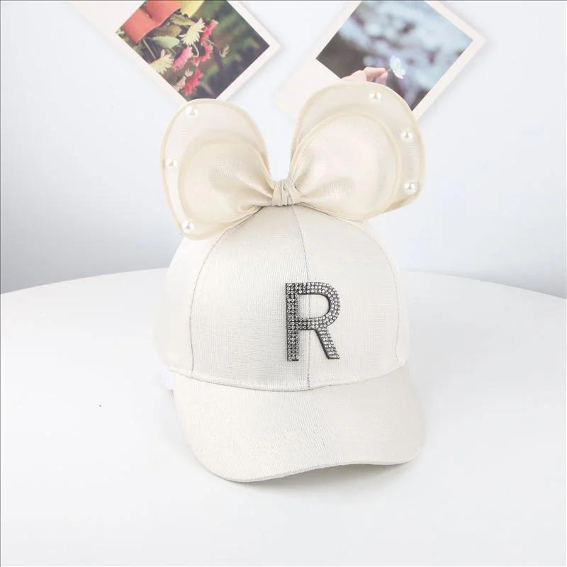 R beige Doitbest/шляпы для родителей и детей, детская бейсбольная Кепка в стиле хип-хоп, летняя детская Солнцезащитная шляпа с буквенным принтом «R», сетчатые кепки с большим бантом для мальчиков и девочек, бейсболки - Цвет: R beige