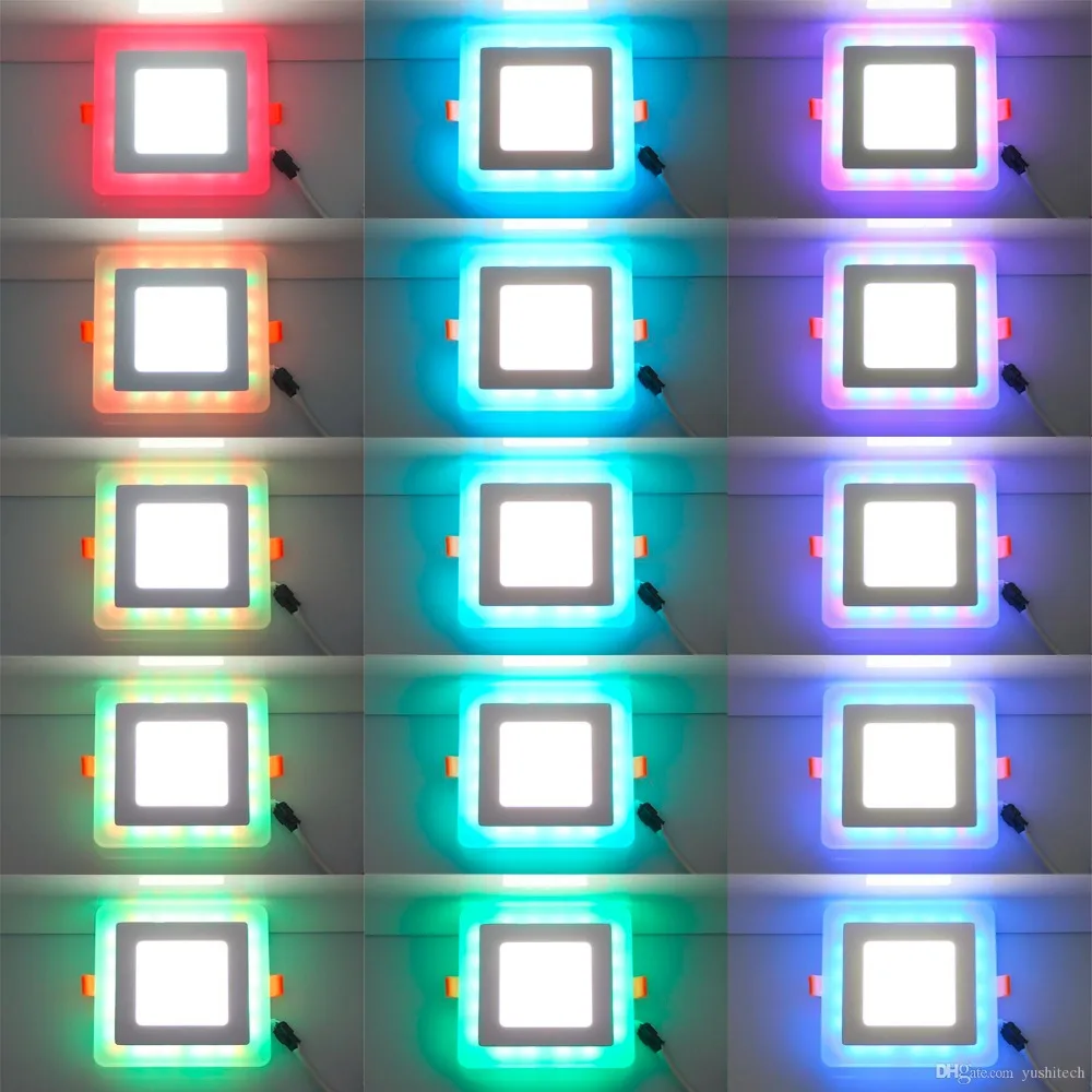 Потолочный Встраиваемый светодиодный светильник 6 Вт 9 18 RGBW два цвета квадратная