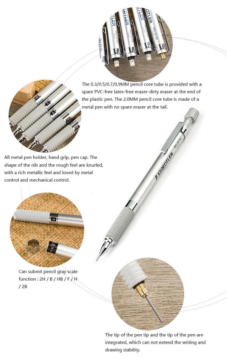 Staedtler автоматический карандаш 925 25/35 Металл Рисунок деятельность карандаш 0.3/0.5/0.7/0.9/2.0 мм записи ручка