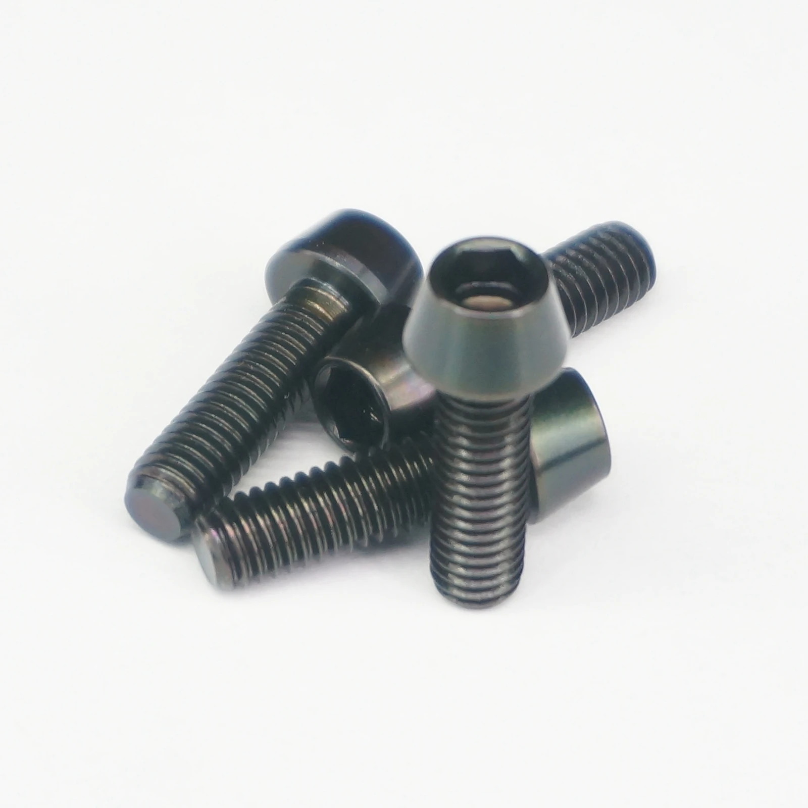 

LOT 4 M6 x 20mm Black TC4 GR5 Titanium Alloy Allen Hex Screw Taper Cone Head Bolts For Bicycle