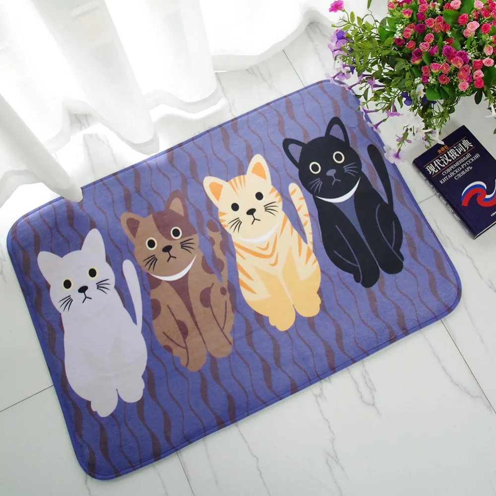 Милые домашние коврики с принтом кота для входной двери ванной комнаты детской