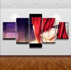 Модульная картина домашний декоративный холст для живописи 5 Панель аниме, Эрза Скарлет Fairy Tail топовых настенных розеток для Гостиная живопись
