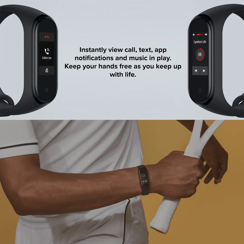 2019 оригинальный Смарт-браслет Xiaomi Mi Band 4 новейшая музыка пульсометр фитнес-трекер