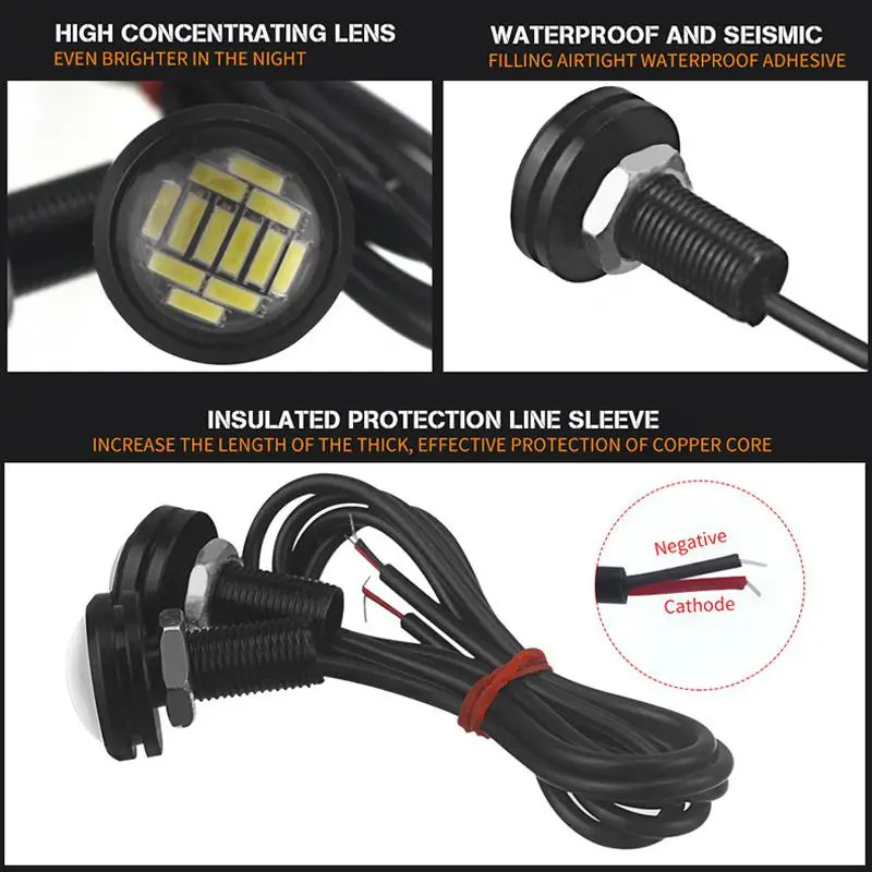 2 шт. Eagle Eye LED 4014 12SMD 23 мм DRL дневные ходовые Водонепроницаемые фары мотор