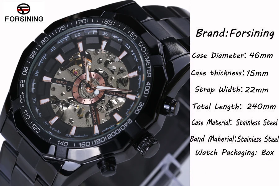 Часы наручные Forsining Мужские механические модные дизайнерские брендовые
