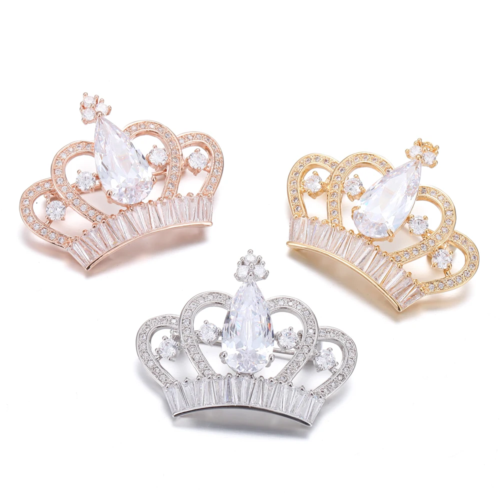 Женская брошь в форме короны King Cap с кубическим цирконием свадебное платье модные
