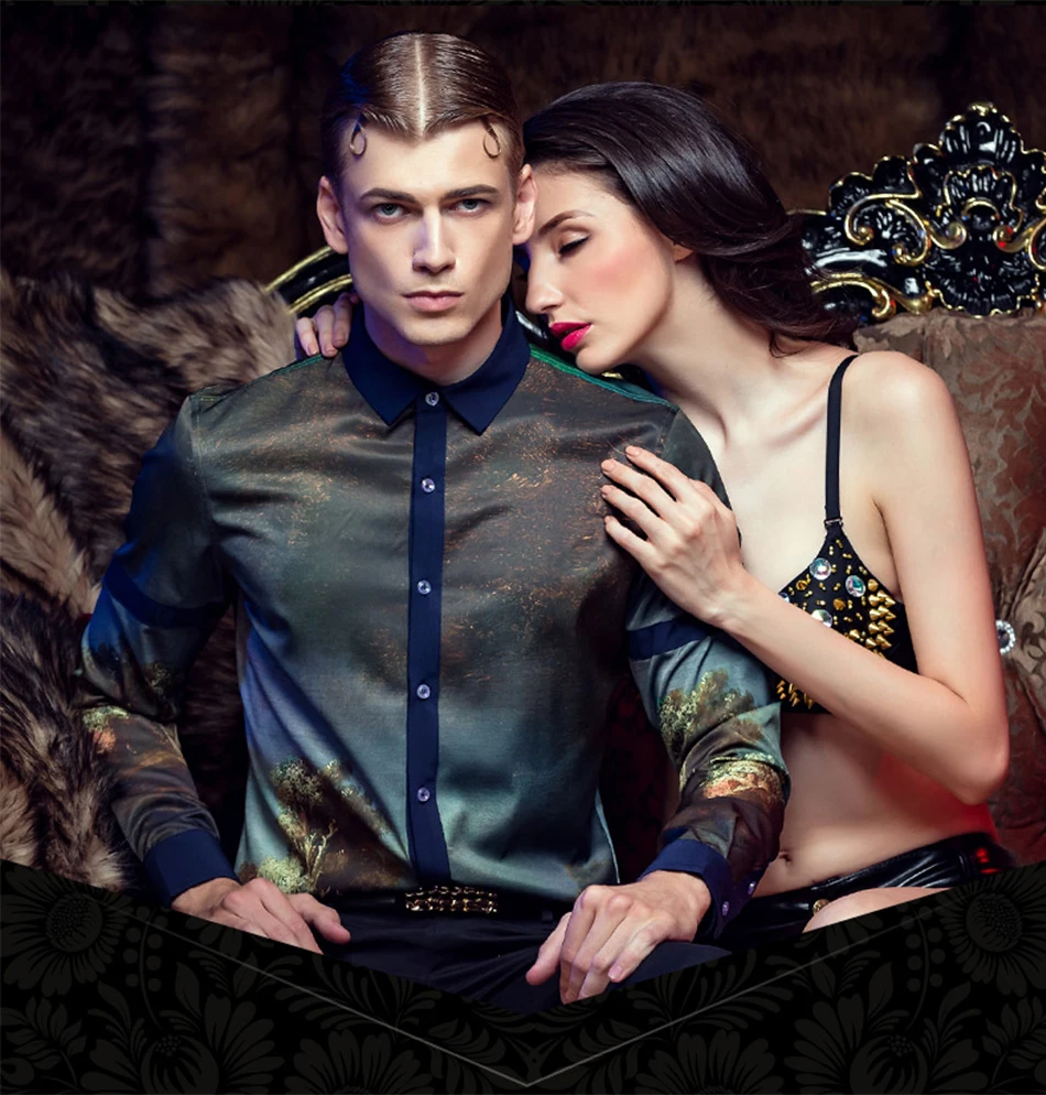 FANZHUAN, мужские рубашки, модные, с длинным рукавом, с цветочным принтом, рубашки для мужчин, облегающие, рубашки, мужские, повседневные, Гавайские рубашки, Camisa Masculina