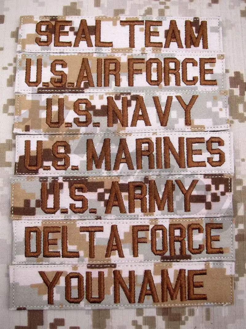 Именная лента на заказ цифровой Фон пустыни коричневые буквы вышивка