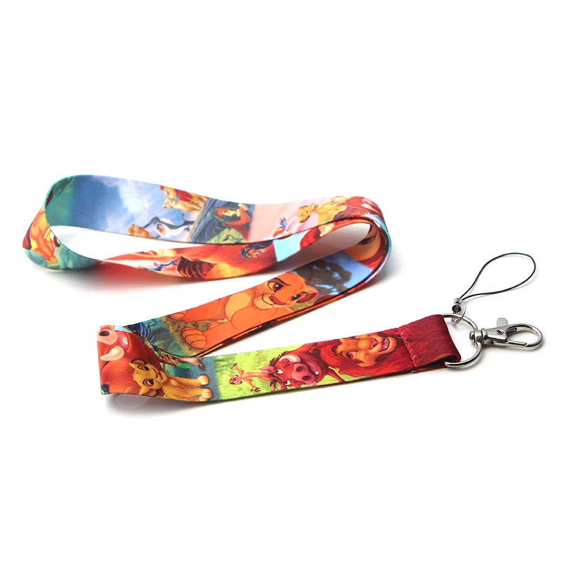 Lion king cartoon lanyards for keys in mobile phone straps necklace card holders webbing ribbons keychains rope accessory E0474