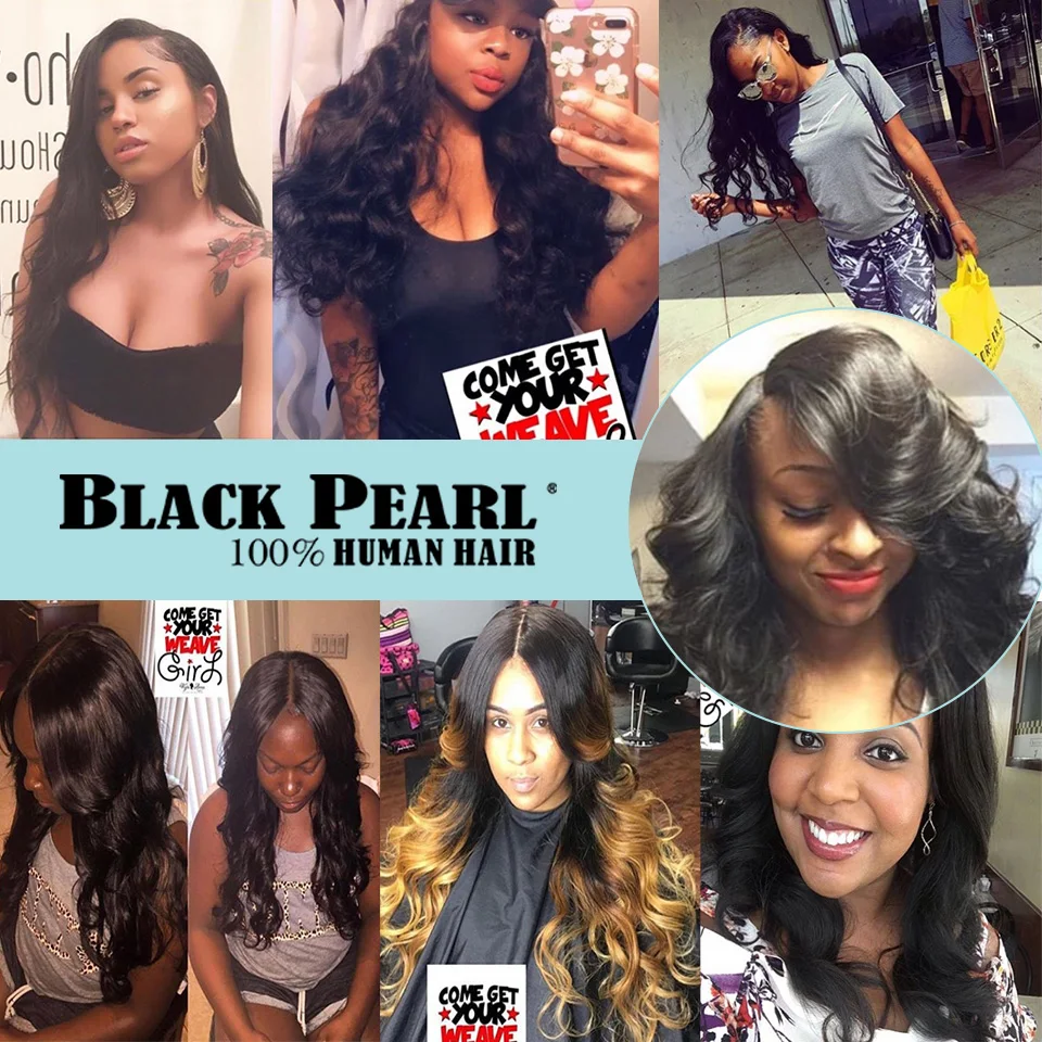 Черные жемчужные волнистые пучки с застежкой человеческие волосы Remy 3 пряди