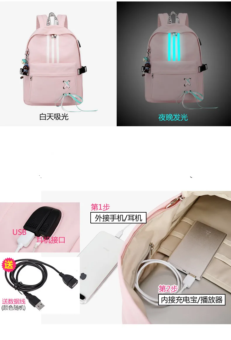 WINNER Girl рюкзак с защитой от кражи, usb зарядка, подвеска в виде мультяшных животных, школьные сумки, рюкзак для женщин, водонепроницаемый рюкзак для путешествий, W-5275