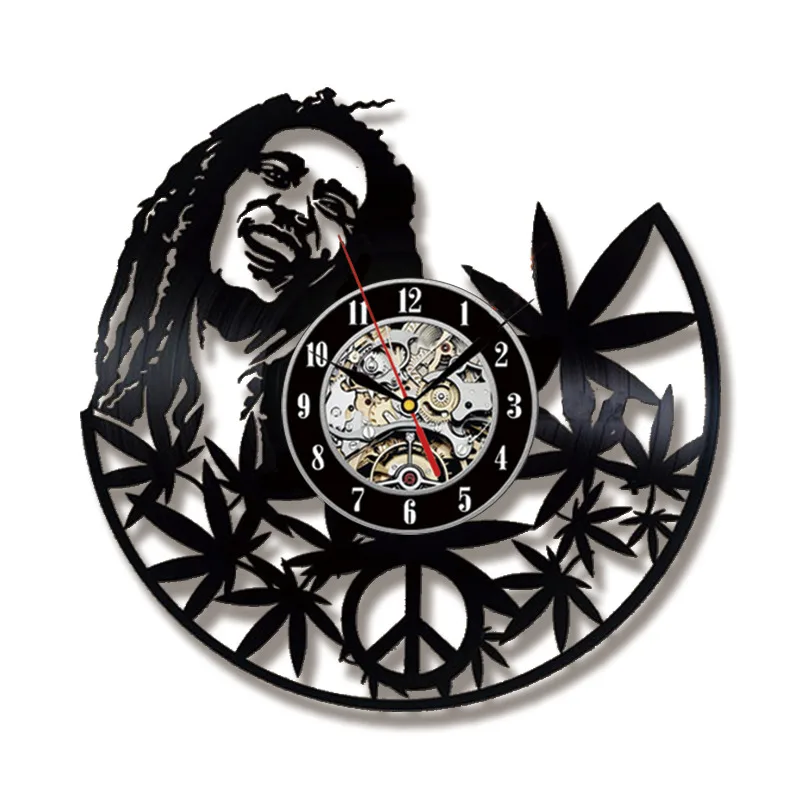 Полые круглые кварцевые настенные часы Bob Marley CD, креативный античный стиль, декоративные светодиодный часы, Виниловая пластинка, декор для комнаты - Цвет: NO LED