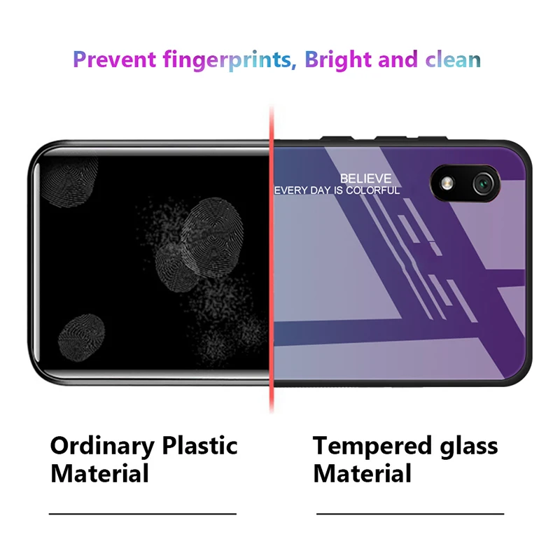 Hacrin чехол для Xiaomi Redmi 7 силиконовый градиент закаленное стекло Жесткий Чехол 7a