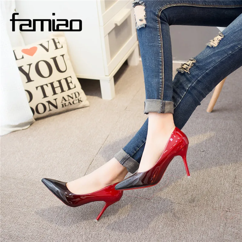 MS 2017 Для женщин Туфли-лодочки модные туфли с острым носком из лакированной кожи