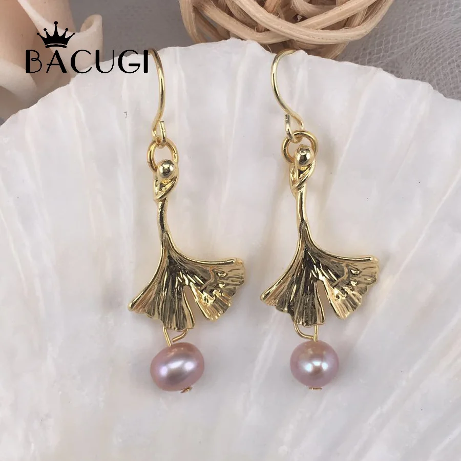 Новинка 100% Аутентичные женские серьги-подвески в виде листьев с жемчугом |