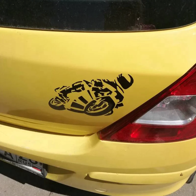 Tri Mishki HZX349# 15*20см biker on board байкер в машине виниловые наклейки на авто наклейка для