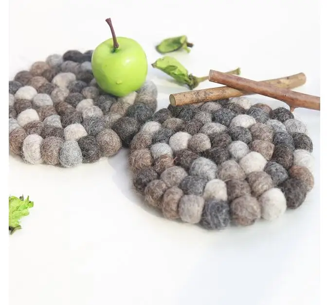 1 шт чашка круглая квадратная Подставка под стакан ручной работы шарик из шерстяного войлока трайвет стол 10*10 см термостойкий Коврик