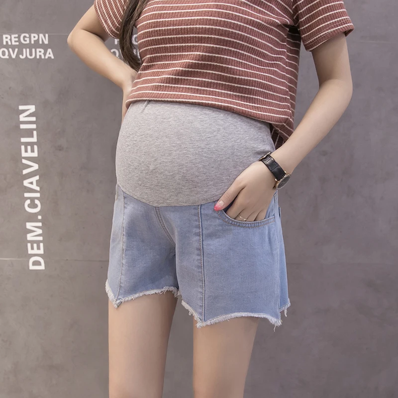 2018 летние шорты для беременных Premama с дырками окрашивания джинсы ухода за животом