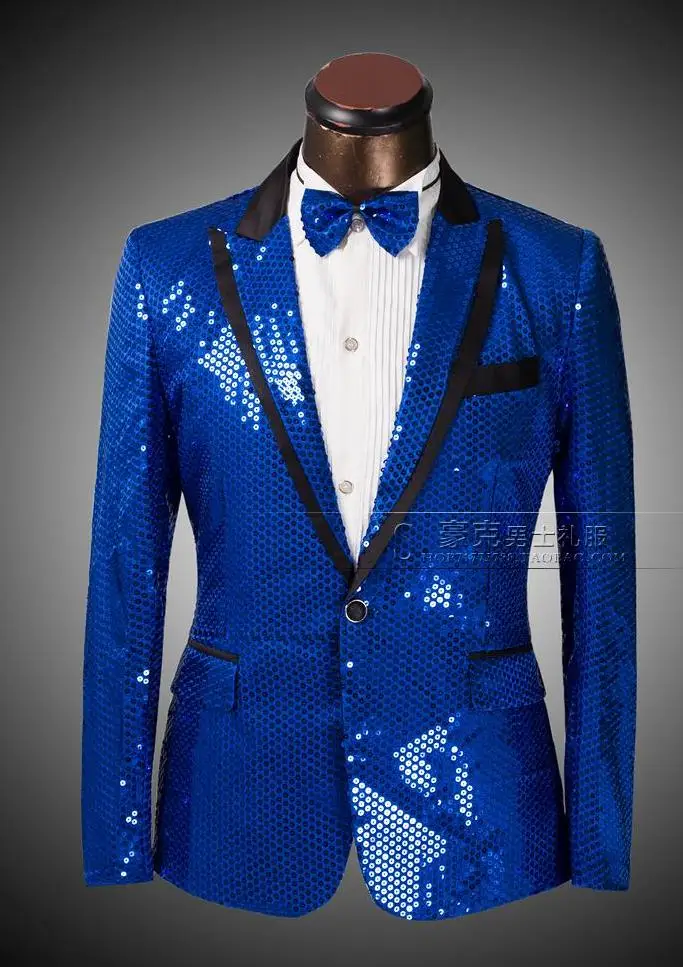 2020 Новое поступление цветной тонкий мужской костюм с пайетками комплект со
