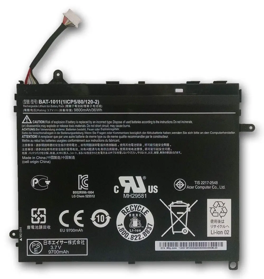 Новый оригинальный аккумулятор для планшета Acer Iconia A510 A511 A700 A701 серии BAT-1011 1ICP5/80/120-2