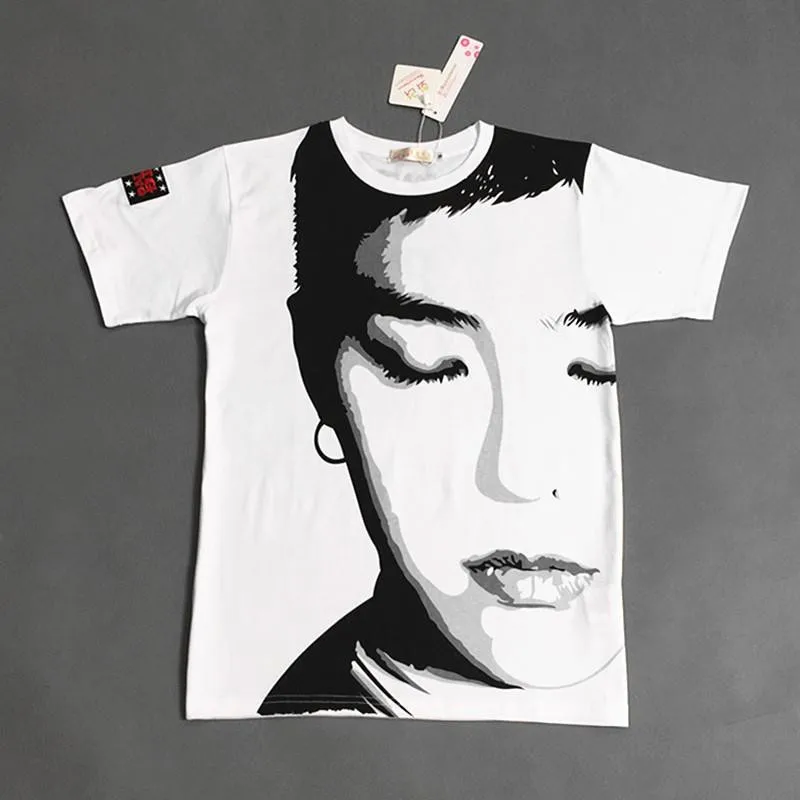 Футболки женские KPOP Gdragon GD ТОП BIGBANG Фантастический РЕБЕНОК Портрет Футболка Корея Стиль Harajuku BIGBANG KPOP ОСНОВНЫЕ TEE Мальчики Футболка футболка женская футболки женщин женские футболки