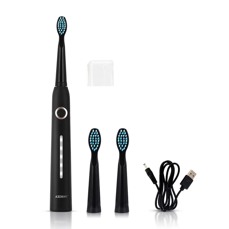 Black with 3 Heads Azdend AZ-9 Pro Водонепроницаемая электрическая зубная щетка Sonic USB с 8 сменными головками, горячая Распродажа, 5 режимов, зубные щетки для взрослых, CE - Цвет: Black with 3 Heads