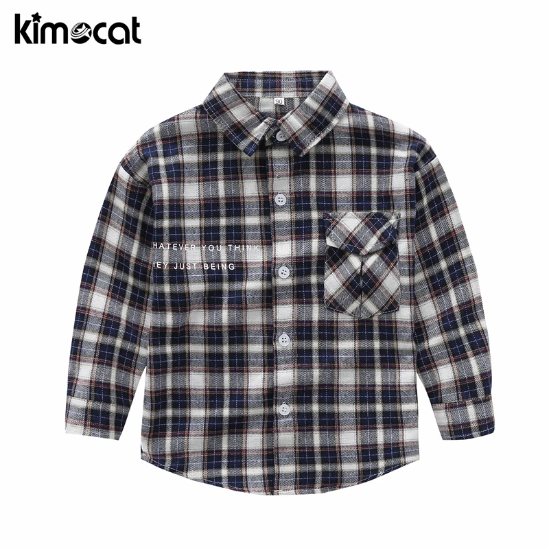 

Kimocat Boys Shirts Classic Casual Plaid Flannel Children shirts Kids Boy Wear Boys Shirts Fashion Classic Casual Plaid Shitr