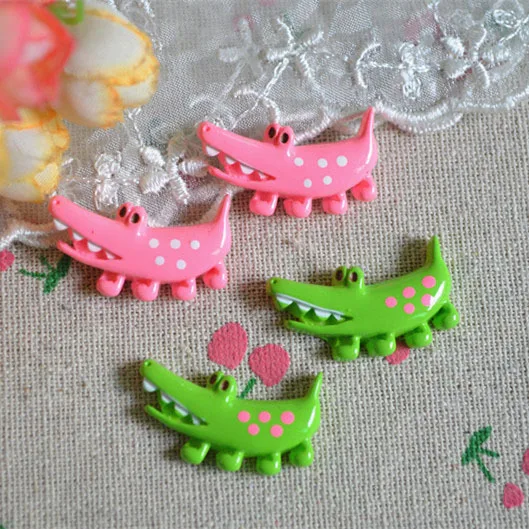

10pcs/lot hot sell lovely colorful crocodile 28*16mm flat back Resin Cabochons Scrapbooking Hair Bow DIY Frame Craft