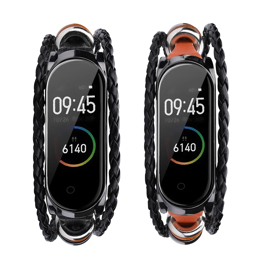 Ремешок на запястье для mi Band 4, плетеный браслет из искусственной кожи в стиле ретро для Xiaomi mi Band 4, аксессуары для часов, ремешок для mi Band 4