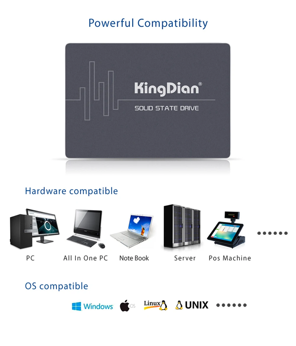 KingDian SSD 1 ТБ товар скорость передачи данных до 560/520 МБ/с. SATA 3 2,5 дюйма Внутренний твердотельный накопитель для ноутбука, настольного компьютера