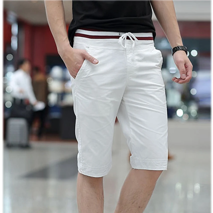 Модные мужские летние пляжные шорты дышащие однотонные повседневные хлопковые