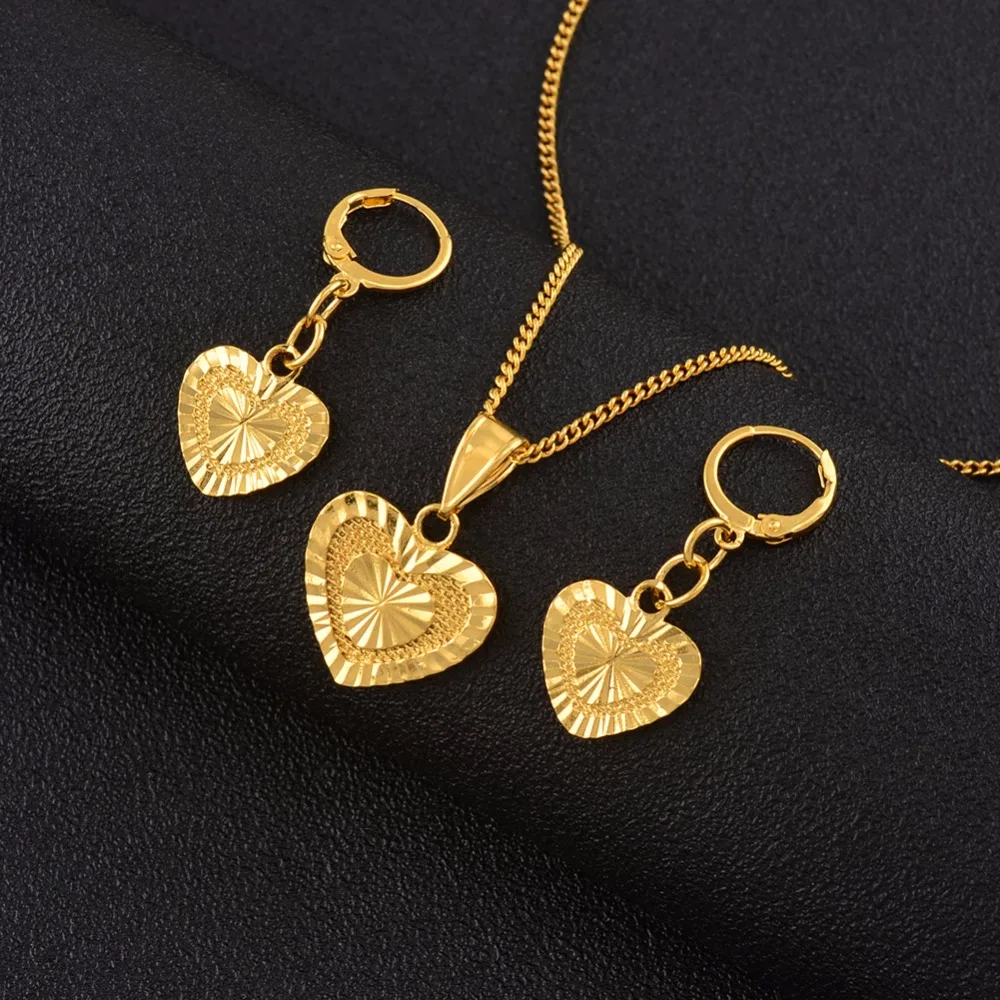 Женские Ювелирные наборы ожерелье с подвеской серьги золотого цвета для девушек