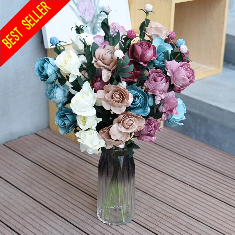 Красивый Искусственный Пион винтажный Осенний букет свадебный цветок для дома