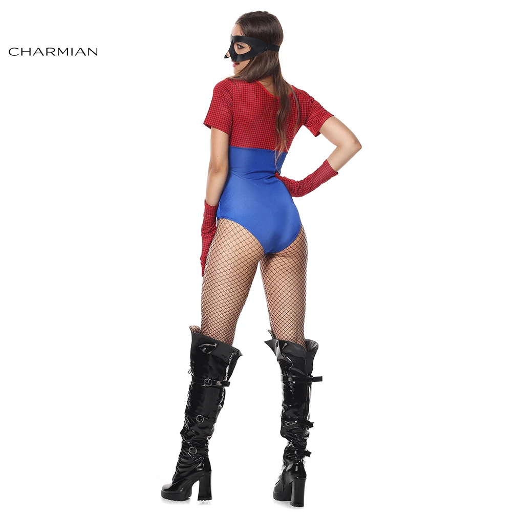 Charmian New Spiderman Superhero Halloween Costume for Women Adult Anime Cosplay Carnival Party Jumpsuit with Mask | Тематическая