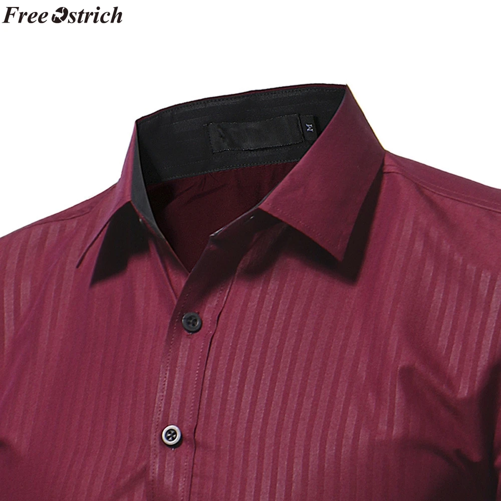 Бесплатная Страусиная Мужская рубашка модная однотонная полосатая Повседневная