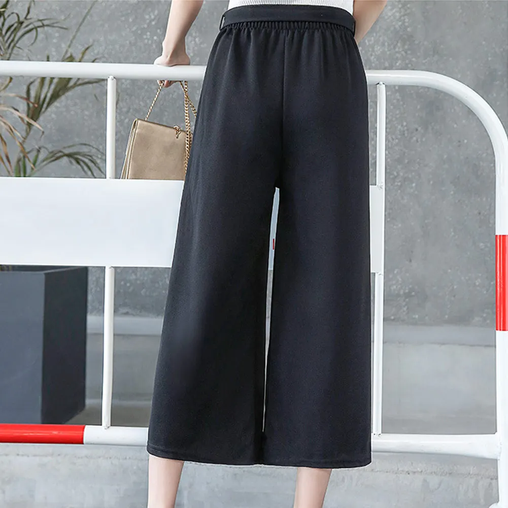 Прямые Полосатые повседневные эластичные брюки с широкими штанинами пикантные