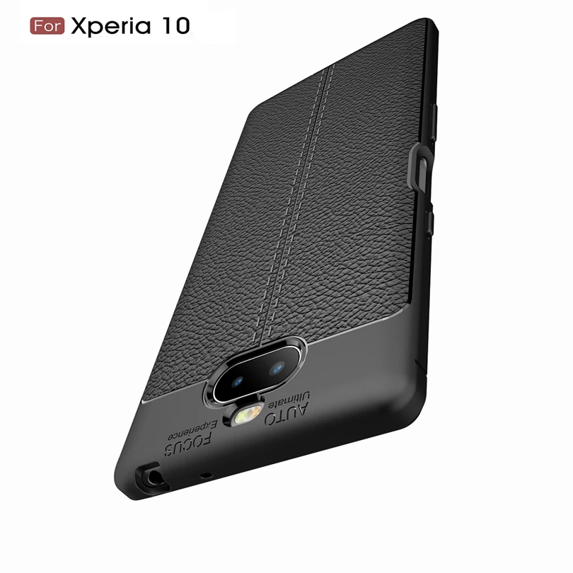 Роскошный мягкий силиконовый чехол для Sony Xperia 10/Xperia10 кожаный с личи ударопрочный