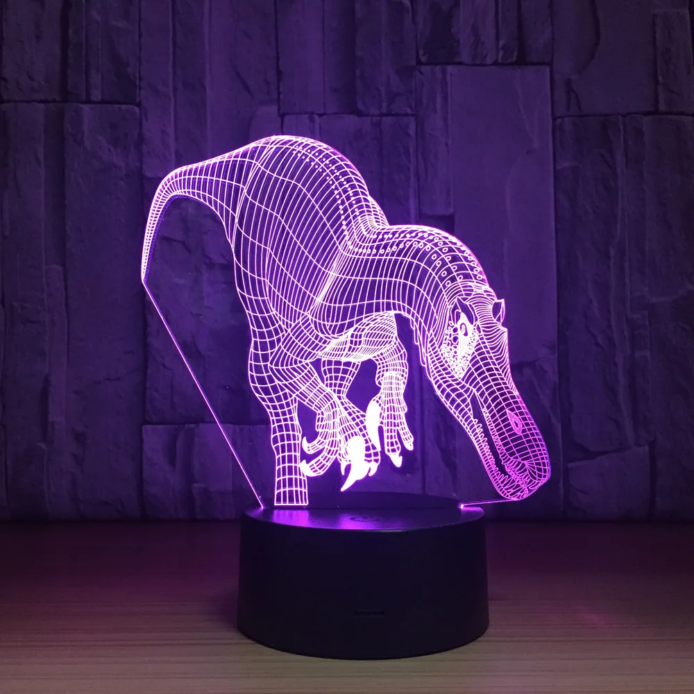 

3D Illusion Dinosaur Acrylic Desk Table Lamp Touch Switch Led Night Light For Home Decor Children Gift 7 Color Change