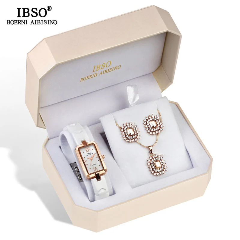 Бренд IBSO креативные кварцевые женские часы ожерелье серьги комплект наручные с