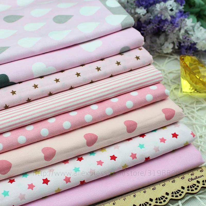 Саржа 8 шт. розовый мультфильм хлопок ткань для DIY лоскутное шитье детские сумки для кровати точка Тильда кукла Ткань Текстиль Ткань 40*50 см