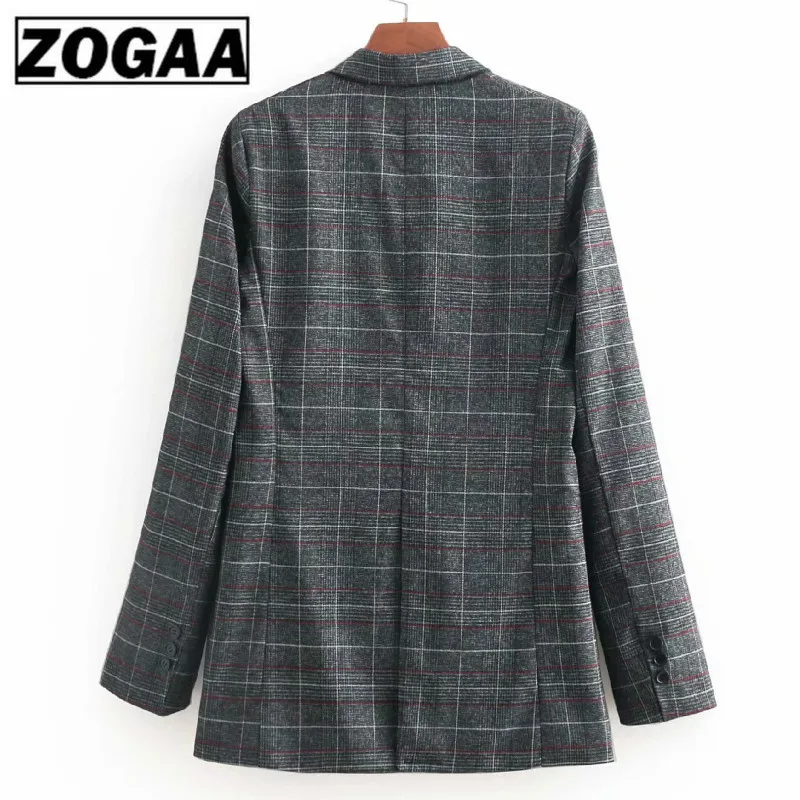 ZOGGA однотонный уличный клетчатый Повседневный тонкий Женский блейзер высокое