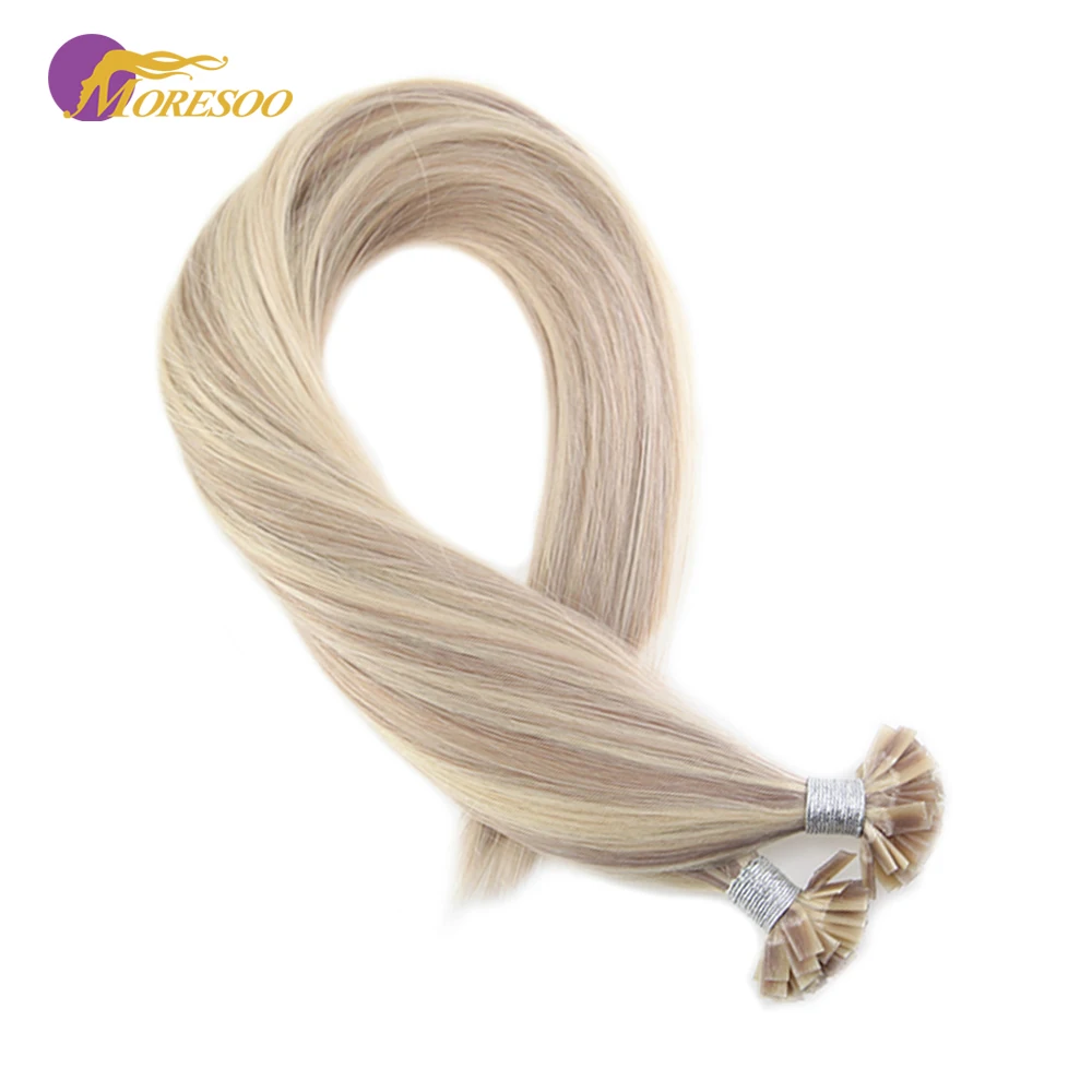 Moresoo прямой Fusion Кератиновый плоский кончик машина сделанная Remy человеческие волосы для наращивания 1,0 г/локон 50 г/упак