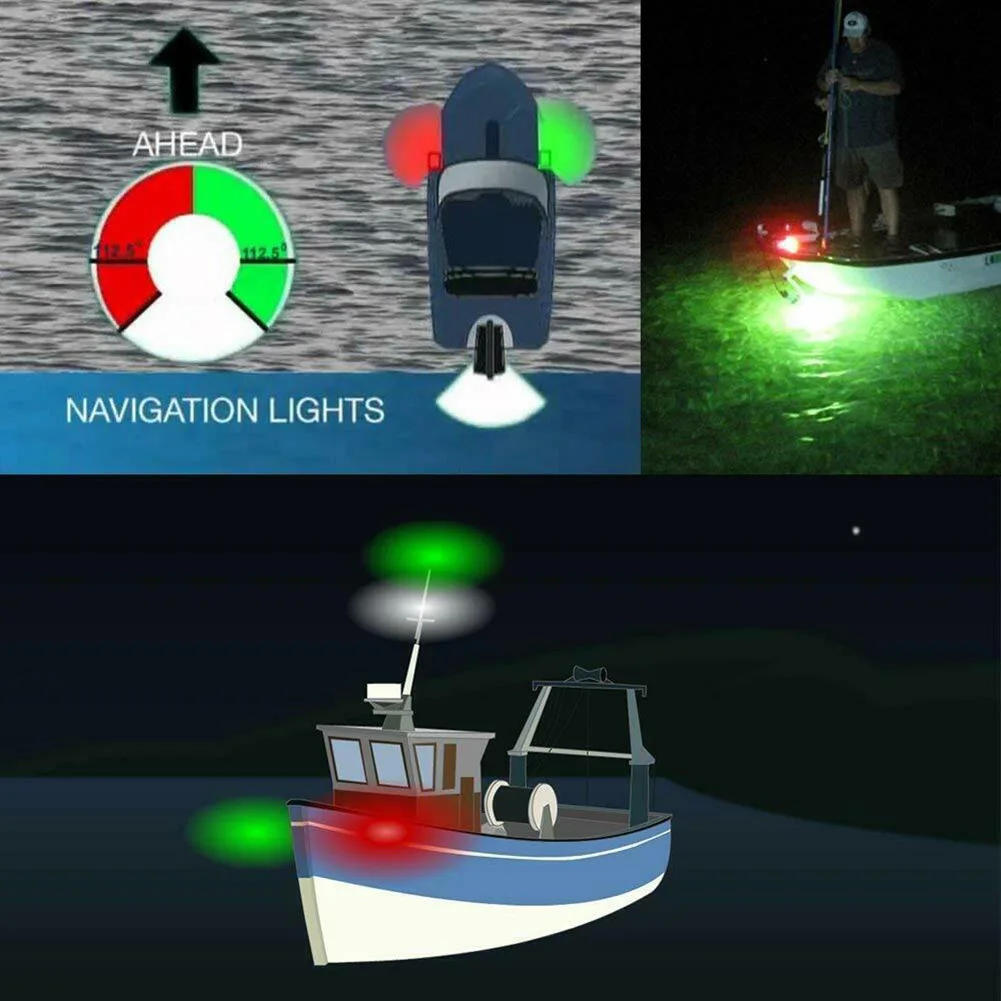 

Red Green Signal Light Waterproof Stainless Steel Housing 12V/24V Navigation Lamp for Yacht JR Deals