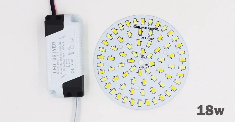 1 шт. 3 Вт-18 Вт SMD5730 теплый/холодный белый комбинированная цветная панель+ Сегментированный светодиодный блок питания для потолочного светильника