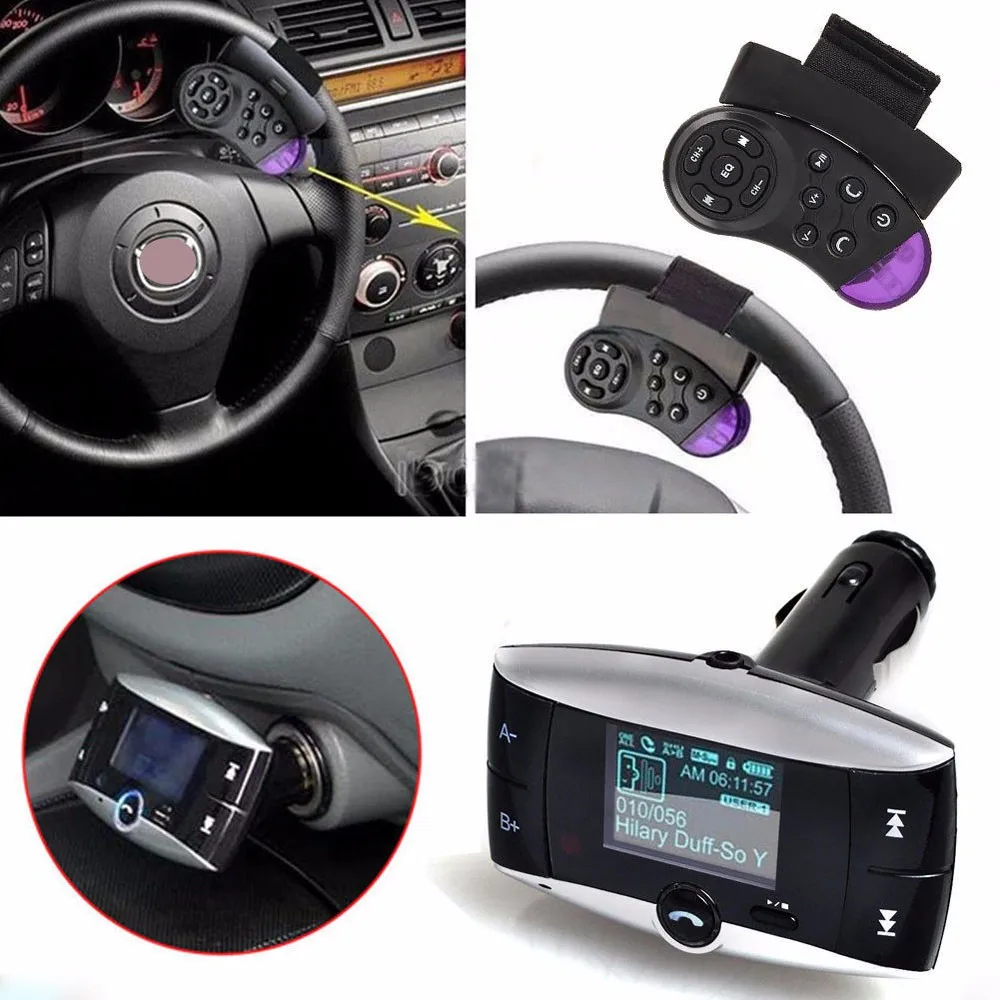 1,5 ''LCD автомобильный Bluetooth MP3+ пульт дистанционного управления на рулевое колесо FM передатчик модулятор 12V USB Автомобильное зарядное устройство SD беспроводной автомобиль 4 шт